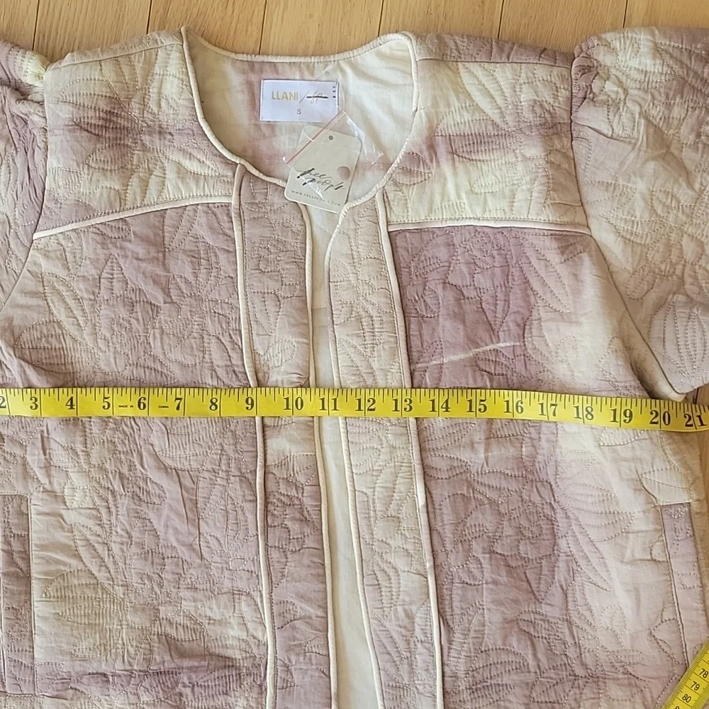 LLANI X Free People Quilted Open Front Bomber Jacket